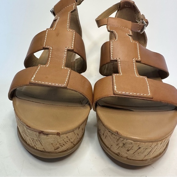 Franco Sarto Women's Wedge Sandals Falco Size 8.5 Cork Platfrom Gladiator Cognac - Picture 2 of 14